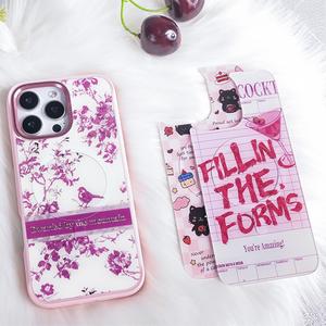 Funda de teléfono con panel trasero de rejilla magnética reemplazable para iPhone 17 / 17pro/17promax/17air con el pájaro púrpura claro dorado - Product Image 6