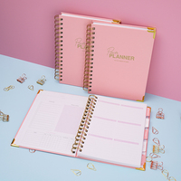 Cahier OEM Personnalisé avec Logo A5 Rose Spirale Hebdomadaire Mensuel Manifestation But Journal Planificateur Agenda Carnet
