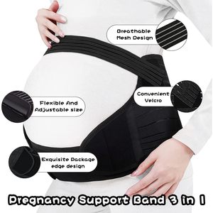Adjustable Maternity Support <b>Belt</b> Breathable <b>Elastic</b> Cotton Mid To Late Pregnancy Black - Product Image 3