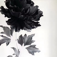 Fleur géante artisanale détachable en organza noir pivoine, nouvelle arrivée, vente en gros, fournitures pour mariages, festivals et fêtes en extérieur