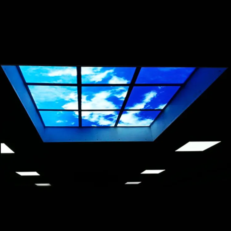 Lampu Langit-langit Biru Langit, Lampu Panel Persegi Mudah Saraf, Lampu Dekorasi Papan Langit Mall