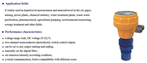 Yağ, Kağıt, Madencilik için Ultrasonik Seviye Ölçer Verici Sıvı Seviyesi Ölçümü DC 12v-24v 3m Menzil 4 LED RS485 Modülü 1.5w - Product Image 3