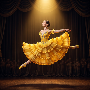 Robe de ballet romantique jaune à fleurs, à bretelles spaghetti, à volants étagés, style tutu de danse paysanne, pour Don Quichotte, robe de ballet multicouche - Product Image 4