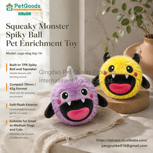 Balle à mâcher durable en peluche TPR à picots pour chien, 7 cm, petit jouet d'enrichissement pour animaux de compagnie, balle couineuse double couche pour le nettoyage <span class=keywords><strong>des</strong></span> <span class=keywords><strong>dents</strong></span>, flexible, MOQ - Product Image 1