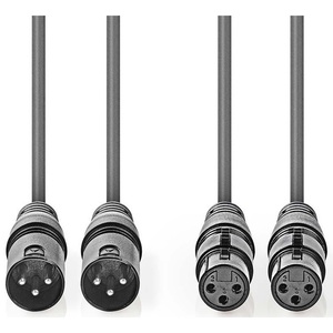 Câble audio stéréo équilibré 2XLR 3 broches mâle vers 2XLR 3 broches femelle 1,5 m - Product Image 3