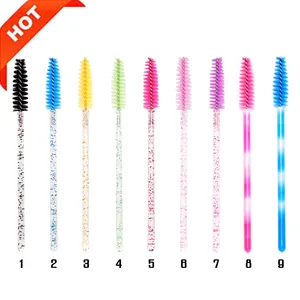 Bk4A Nhãn Hiệu Riêng Dùng Một Lần Pha Lê Micro Applicator Lông Mày Eye Lash Mở Rộng Bàn Chải Mascara Bàn Chải Lông Mi Với Spoolie