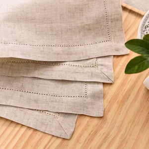 Serbet Linen kualitas tinggi perjamuan pernikahan serut keluarga berlubang serbet alas LOGO kustom - Product Image 5