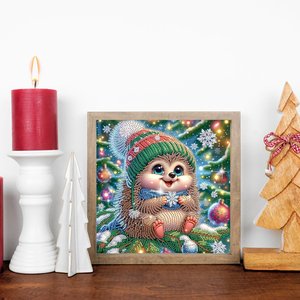 Kit de Pintura de Diamantes Creativo de 30*30CM con Diseño de <span class=keywords><strong>Erizo</strong></span> Navideño, Taladros de Cristal de Forma Irregular, Pintura de Diamantes DIY de Navidad para Principiantes - Product Image 4