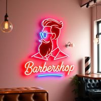 Enseigne néon LED personnalisée pour barbier, salon de coiffure, logo publicitaire, décoration murale, lumières néon sur mesure
