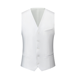 Completo da <span class=keywords><strong>Sposo</strong></span> Bianco di Alta Qualità, Set 3 Pezzi: Blazer Monopetto con Risvolto a Scialle, <span class=keywords><strong>Gilet</strong></span> e Pantaloni per Matrimonio - Product Image 5