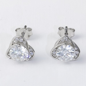 Pendientes de Moissanita, Plata de Ley 925, Blancos, VVS, Pendientes de Diamante de Moissanita - Product Image 2