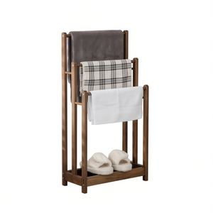 Freestanding 3 Bar Hand Towel Drying Stand With Bottom Storage <b>Shelf</b> Modern Bathroom Accessory - Product Image 1