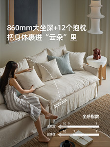 โซฟาผ้า <span class=keywords><strong>Kena</strong></span>/Sino สไตล์วบิซาบิ สำหรับอพาร์ทเมนต์ขนาดเล็ก ถอดซักได้ ผ้าลินินสไตล์ธรรมชาติ สามที่นั่ง - Product Image 2