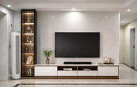 Meuble TV simple en bois, meuble TV blanc, vitrine TV pour salon, entrepreneur en aménagement intérieur