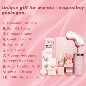 ชุดของขวัญน่ารักสีชมพูพร้อมโลโก้สั่งทำพิเศษ ประกอบด้วยแก้วน้ำขนาดใหญ่ แปรงทำความสะอาดหลอดดูดน้ำ ผ้าปิดตา และชุดอาบน้ำ สำหรับเทศกาลปีใหม่ คริสต์มาส งานแต่งงาน - Product Image 6