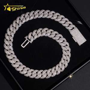 Chaîne cubaine de luxe en argent massif 925 de 18 mm avec moissanite VVS, testée au diamant, style hip-hop glacé - Product Image 2