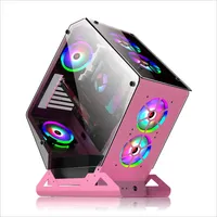 Internet café e-sports hôtel 360 refroidissement par eau bureau verre côté Transparent en forme de boîtier ordinateur hôte ATX mi tour Stock
