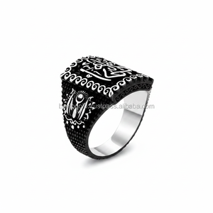 925K Sterling Argento Disegno Islamico Ottoman Tugra Dell'impero Ottomano Uomini Anello - Product Image 2