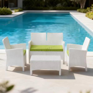 Ensemble de salon de jardin en rotin tressé de qualité commerciale, 4 pièces, avec coussins épais pour jardin et cour arrière - Product Image 4