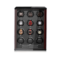 Boîte de remontoir de montre Eduin personnalisée de qualité supérieure avec fenêtre transparente et boîtier en bois avec secoueur de moteur pour ranger les montres LCD