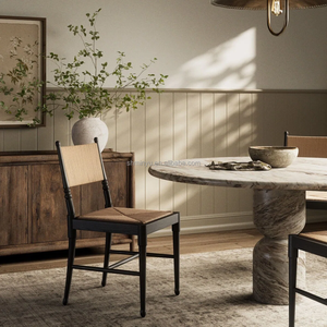 Sedia da Pranzo in Legno di Frassino Massiccio con Design Tradizionale Antico e Finitura Nera Wabi-Sabi, con Schienale in Corda di Carta per Sala da Pranzo - Product Image 6