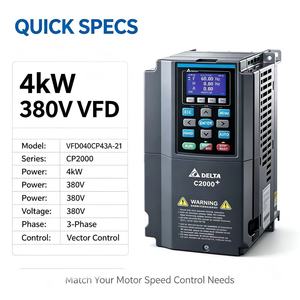 Delta VFD040CP43A-21 4kW 5HP 10.5A 460V 3 เฟส ไดรฟ์ปั๊มลมแบบ VFD พร้อม PLC ในตัว รองรับ BACnet 50 ° C - Product Image 2
