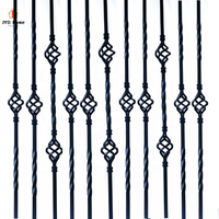 JYD Home Meneuses d'escalier modernes en fer forgé avec doubles paniers, revêtement poudré noir, 1/2"x44", Garantie 2 ans (Q-105) - Pièces d'escalier