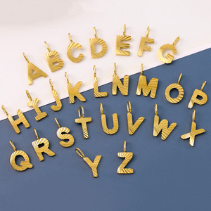 Dijes Iniciales Mayúsculas Radiantes |   Colgantes de Letras de la A a la Z de Acero Inoxidable Chapado en Oro PVD de 18K para Fabricación de Joyería DIY - Product Image 2