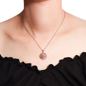 Vintage Trendy Copper Micro Insert Zircon Rotating Rose Flower Pendant Anti Anxiety Compass <b>Locket</b> Necklace for Women Party - Product Image 2