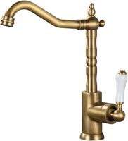 Robinet de cuisine antique, Mitigeur de cuisine en laiton, Robinet de lavabo rétro 360° °   Mitigeur d'eau chaude et froide rotatif (laiton antique)