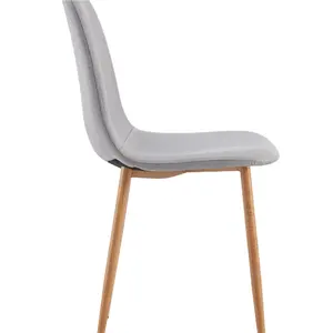 Buena venta de tela de cuero PU terciopelo madera oro hierro Metal pierna madera comedor muebles silla con asiento de ratán y respaldo