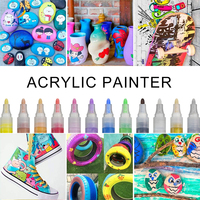 Stylos de peinture pour peinture de roche, céramique, porcelaine, verre, bois, tissu, toile. Lot de 12 marqueurs de peinture acrylique à pointe moyenne