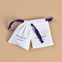 Pochette à bijoux en toile de lin imprimée avec logo personnalisé Pochette cadeau écologique à cordon Petit sac à cordon en coton et lin biologique