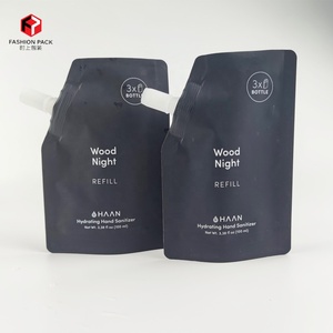 Custom Printed Matte Black 30ml 50ml 100ml Doypack Plastic Spout Bag Filling with Spout Cap