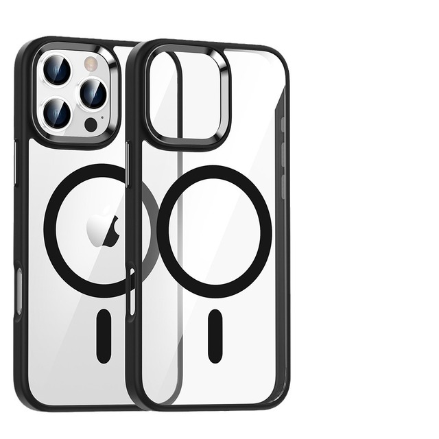 X701 Transparent Shockproof Electroplated Anti-scratch Magnetic Phone Case for Iphone 15 14 13 Promax Acrylic Back Cover