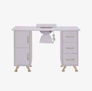 Mesa de Manicura Moderna de Lujo con Colector de Polvo, Juego de Mesa y Silla Doble de Madera para Salón de Belleza, Diseño para Sala de Estar - Product Image 1