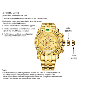 TEMEITE 013G Wholesale <strong>Gold</strong> Mens Quartz Watch Low Cost Heavy Duty Waterproof Date Display Luxury New Business Wristwatch Relogio - Product Image 4
