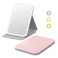 Miroir cosmétique éclairé debout de style européen Miroir de maquillage LED compact portable Miroir pliant rechargeable personnalisé