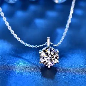 100% 925 Sterling Silver Round Cut Created Moissanite 1/2CT Diamonds Gemstone Wedding Romantic Pendent Necklace Fine Jewelry