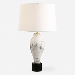 Lampe de table Art déco moderne en marbre et laiton avec abat-jour blanc |   Éclairage d'ambiance original pour hôtels de villégiature et maisons - Product Image 5