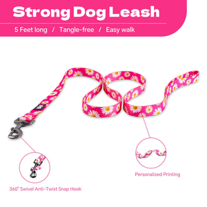 Fashion Adjustable Heavy-Duty Floral Polyester <b>Dog</b> Leash Set Button Neck-Free Chest Strap for <b>Small</b>/Medium/Large <b>Dogs</b> - Product Image 4