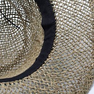 Wholesale Wide Brim Summer Natural Seagrass <b>Straw</b> Beach Sun <b>Hat</b> Concave Boater <b>Hat</b> - Product Image 6