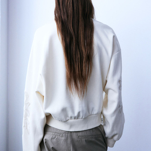 Sudadera de algodón personalizada con estampado gráfico de algodón y cuello redondo de gran tamaño, ropa transpirable con hombros caídos, sudadera para mujer - Product Image 5