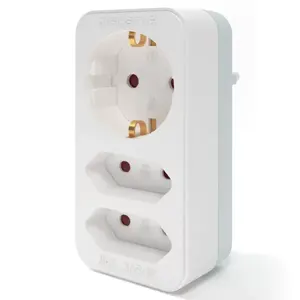 Adaptador de corriente recto, tipo Alemania, 1 a 3; ideal para conectar dispositivos en diferentes regiones y adaptarse a varios estándares. - Product Image 1