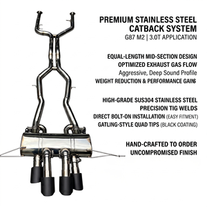 SS304 Vortex มีความยาวเท่ากันท่อไอเสียแบบ catback แบบมีวาล์วสำหรับ BMW G87 M2 3.0T S58 - Product Image 1