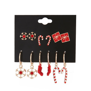 2025 noël tendance haute qualité femmes plaqué or en alliage de Zinc boucles d'oreilles ensemble irrégulier goujon cerceau grande goutte huile béquille neige cadeau - Product Image 5