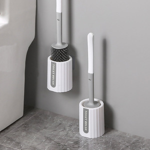 Toilet <b>Brush</b> Set With Holder Durable <b>Round</b> Soft Bristles Easy To Clean Minimalist Design Bathroom Cleaning Tool - Product Image 2