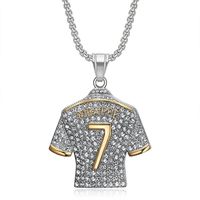 Collier Hip Hop Punk en acier inoxydable plaqué or 18 carats avec pendentif étoile de football Cristiano Ronaldo Neymar Mbappé Portugal Géométrique