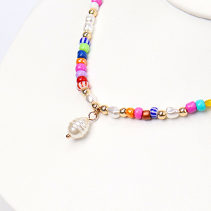 Bphne WholesaleJewelry Trend Women Pendant Dainty <strong>Beaded</strong> <strong>Necklace</strong> Colorful <strong>Necklaces</strong> for Women - Product Image 2