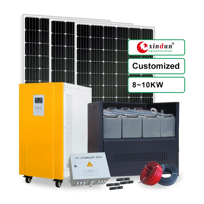 Groothandelsprijs 10000 Watt Zonne-Energie Opslagpaneel Systeem 10kva Off Grid Hibrid Zonne-Energie Systeem 10kw 10000 W 10 Kw Kosten